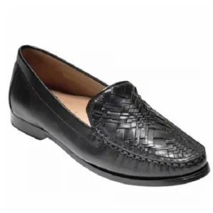 COLE HAAN Loafers Leather Pinch Weave Hand Sewn Excellent Black Size 9