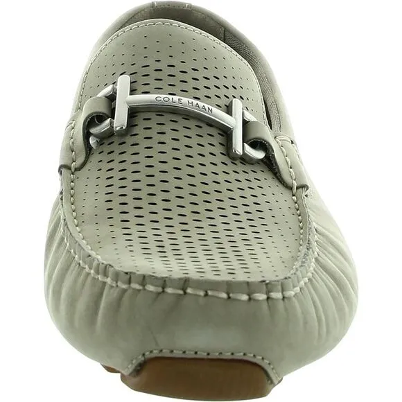 Cole Haan Mens Beige Laser Cut Leather Loafers New