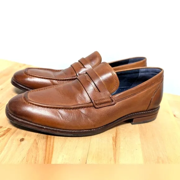 Cole Haan Men's Brown Leather Penny Loafers 7.5 Grand 360 Preppy Camel