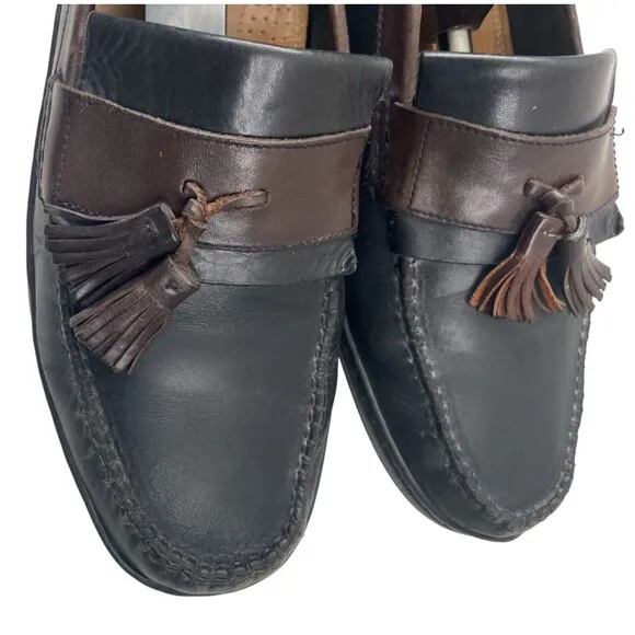 Cole Haan Men's Brown/Black Leather Saddle Tassel Loafers Size 10.5M (C07950)