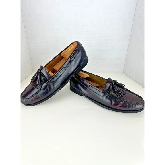Cole Haan Mens Pinch Tassel Loafers US Size 10.5 D Burgundy Leather C02692