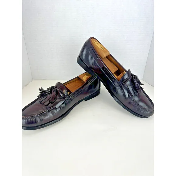 Cole Haan Mens Pinch Tassel Loafers US Size 10.5 D Burgundy Leather C02692