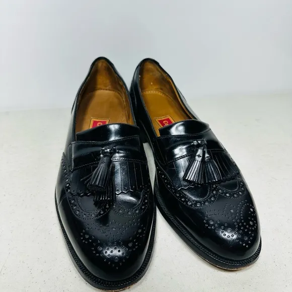 COLE HAAN Shoes Men's 9 D Black Leather Dress Kiltie Tassel Loafers USA