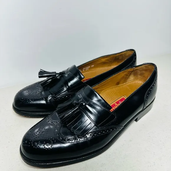 COLE HAAN Shoes Men's 9 D Black Leather Dress Kiltie Tassel Loafers USA