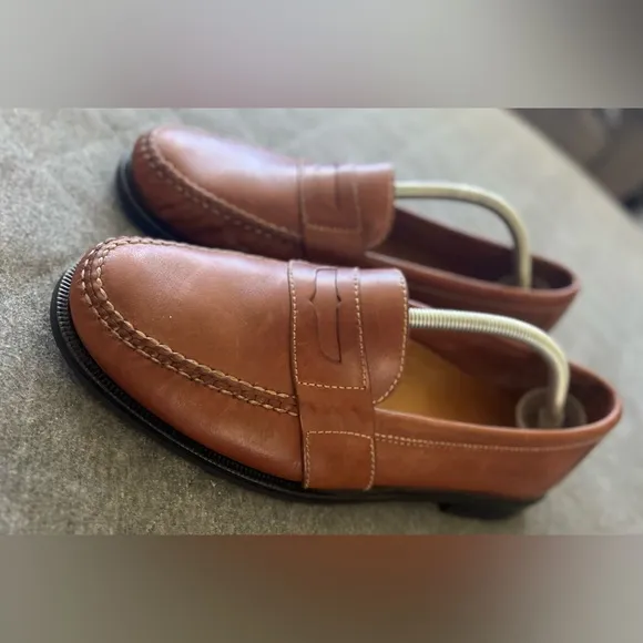 COLE HAAN Sz 10.5 Wide Douglas Cognac Brown Saddle Leather Loafers