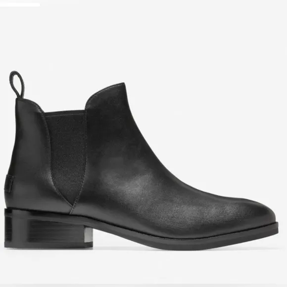 COLE HAAN Womens Black Waterproof Leather Chelsea Boots, Size 5