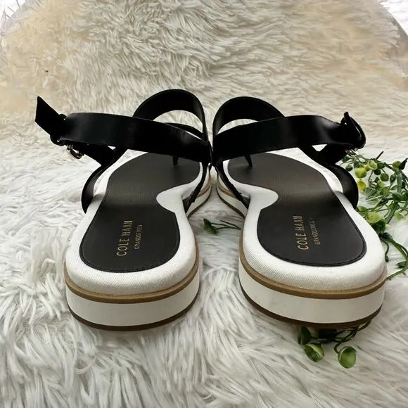Cole Haan WomenS Mandy Slingback Sandals Flat Cushioned Black Leather sz 11B NEW