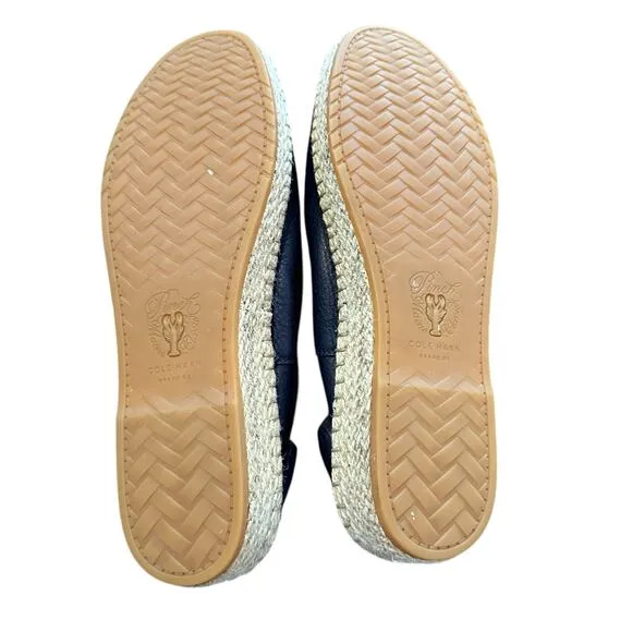 Cole Haan Womens navy leather espadrille loafer jute cloudfeel pinch 8.5