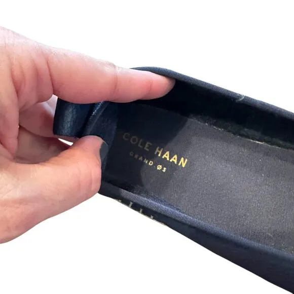 Cole Haan Womens navy leather espadrille loafer jute cloudfeel pinch 8.5