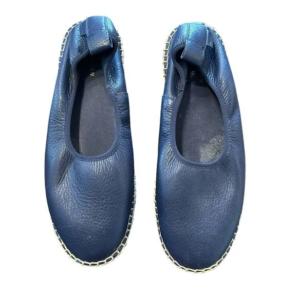 Cole Haan Womens navy leather espadrille loafer jute cloudfeel pinch 8.5