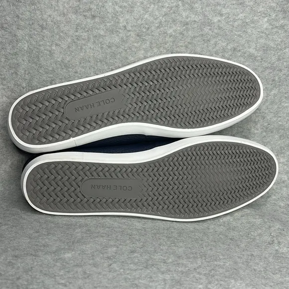 Cole Haan Womens Size 10.5 Navy Blue White Slip On Leather Loafers NWOT Casual