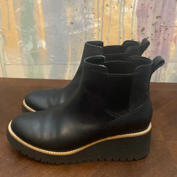 Cole Haan Zerogrand City Wedge Black Leather Waterproof  Boot Women’s size 9B