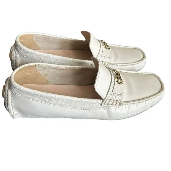 Cole Haan Shelby White Leather Loafers Moccasin CH Logo 8