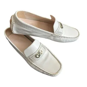 Cole Haan Shelby White Leather Loafers Moccasin CH Logo 8