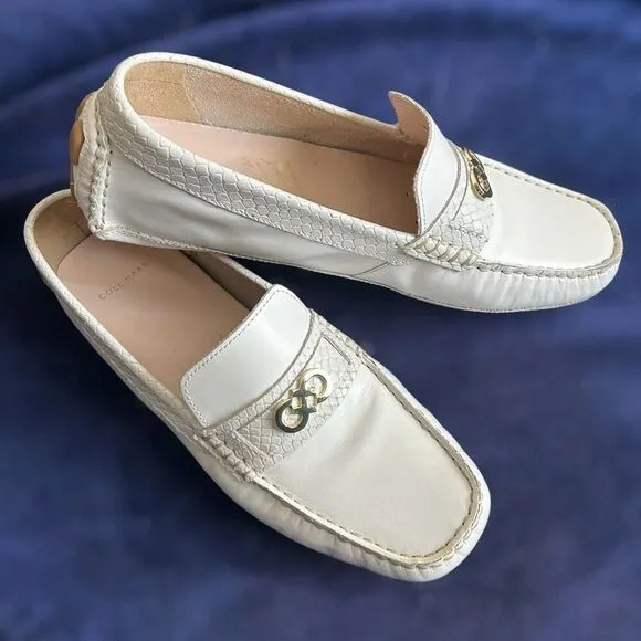 Cole Haan Shelby White Leather Loafers Moccasin CH Logo 8