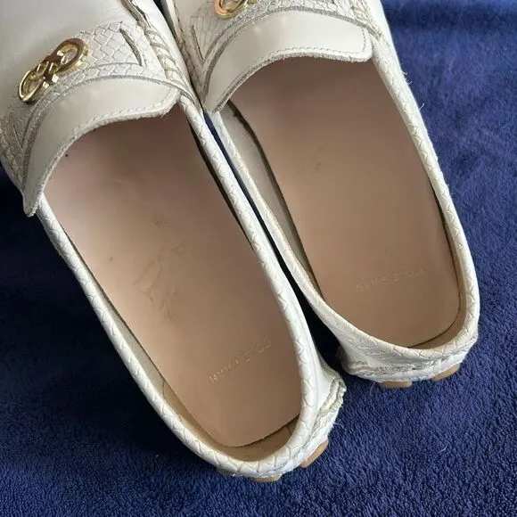 Cole Haan Shelby White Leather Loafers Moccasin CH Logo 8