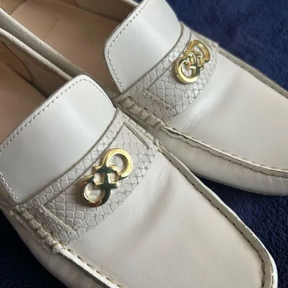Cole Haan Shelby White Leather Loafers Moccasin CH Logo 8