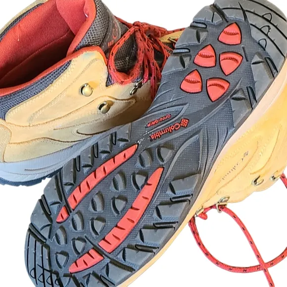 Columbia Men's Tan Hiking Boots with Red Accents