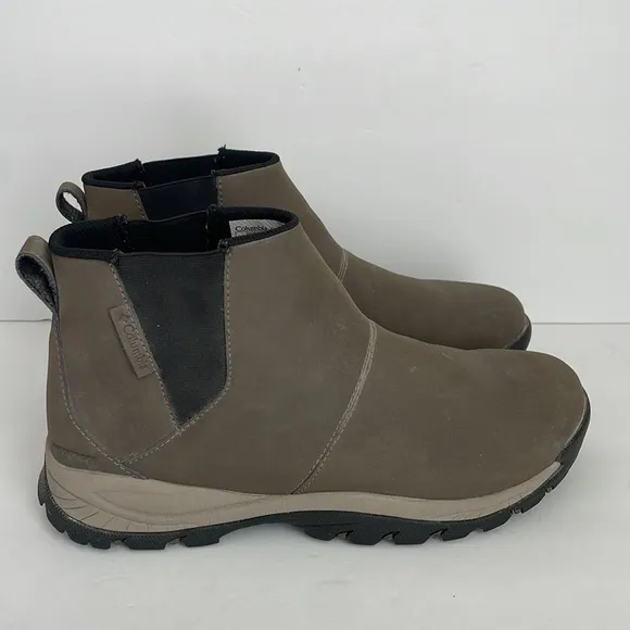 Columbia Men’s Yoncalla Mid Slip-on Waterproof Boots Taupe Grey 10