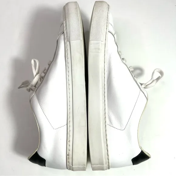 Common Projects Retro Leather Sneakers 2295 in White with Black Heel Size 42