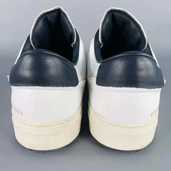 COMMON PROJECTS White Black Leather Lace-Up Low Top Sneakers