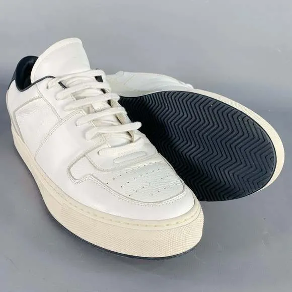 COMMON PROJECTS White Black Leather Lace-Up Low Top Sneakers