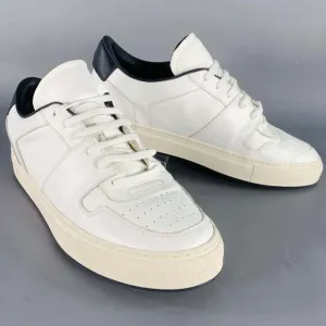 COMMON PROJECTS White Black Leather Lace-Up Low Top Sneakers