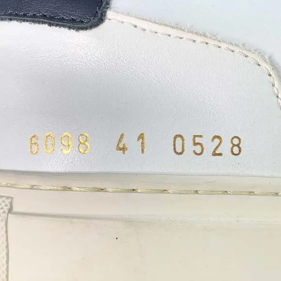 COMMON PROJECTS White Black Leather Lace-Up Low Top Sneakers