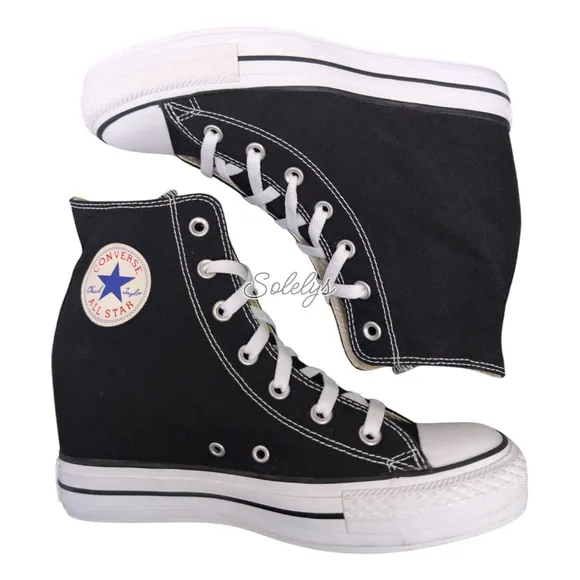 Converse CTAS 2013 OG Platform Plus Hidden Wedge Black White Canvas Womens 9.5