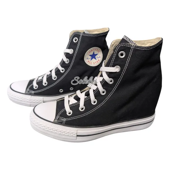 Converse CTAS 2013 OG Platform Plus Hidden Wedge Black White Canvas Womens 9.5