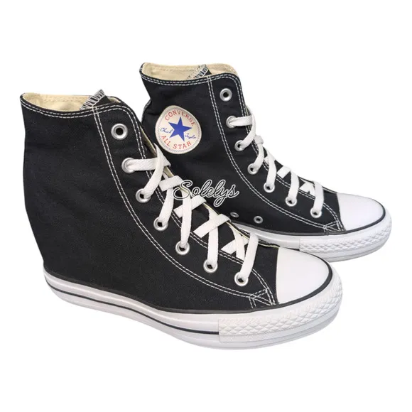 Converse CTAS 2013 OG Platform Plus Hidden Wedge Black White Canvas Womens 9.5