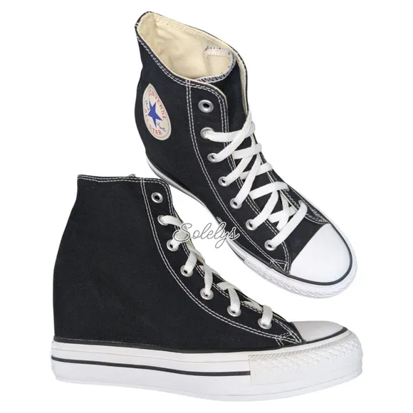 Converse CTAS 2013 OG Platform Plus Hidden Wedge Black White Canvas Womens 9.5