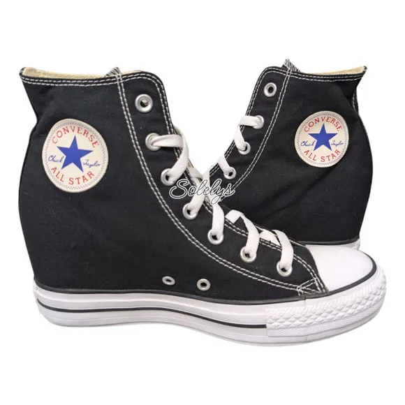Converse CTAS 2013 OG Platform Plus Hidden Wedge Black White Canvas Womens 9.5