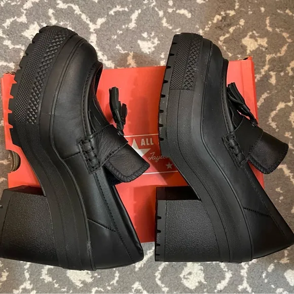 Converse Leather Platform Loafers
