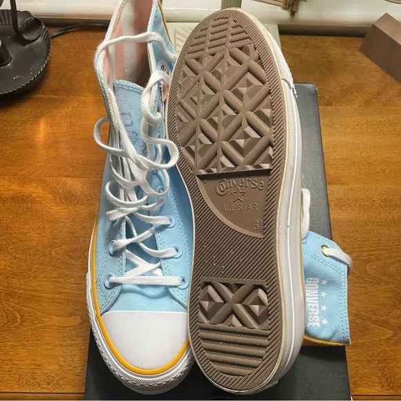 Converse pale blue deadstock high top lift sneakers