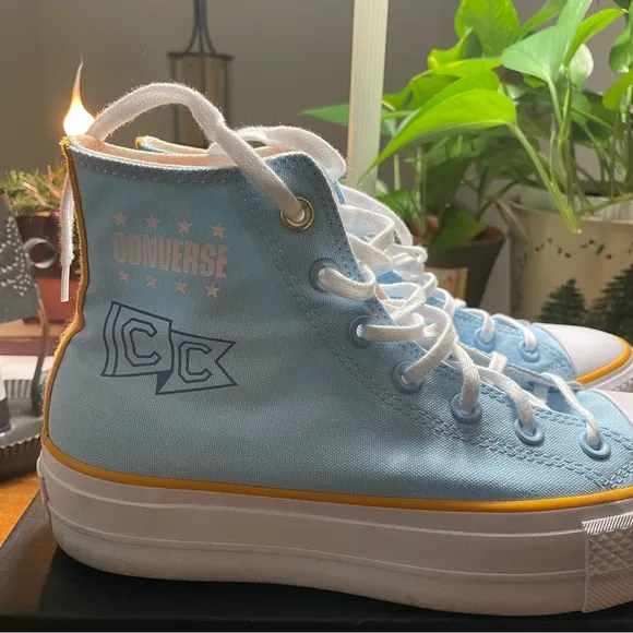 Converse pale blue deadstock high top lift sneakers