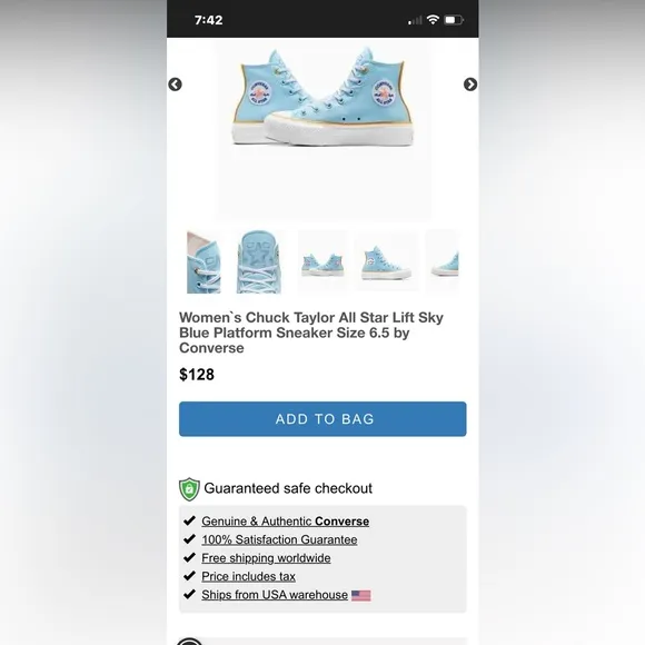 Converse pale blue deadstock high top lift sneakers