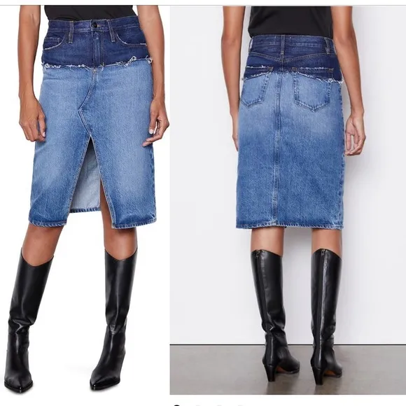 COPY - Frame Reconstructed Two Tone Midi Jeans Skirt 26 S