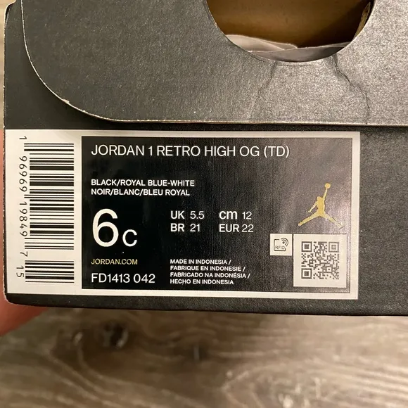 COPY - Jordan 1 Retro High OG (TD) size 6c