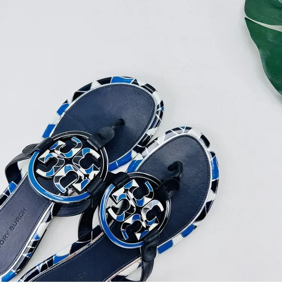 COPY - Miller Flat Gold Metal Logo Croc Emboss Sandals