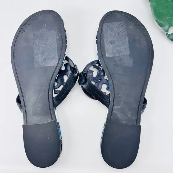 COPY - Miller Flat Gold Metal Logo Croc Emboss Sandals