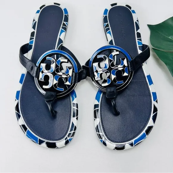COPY - Miller Flat Gold Metal Logo Croc Emboss Sandals