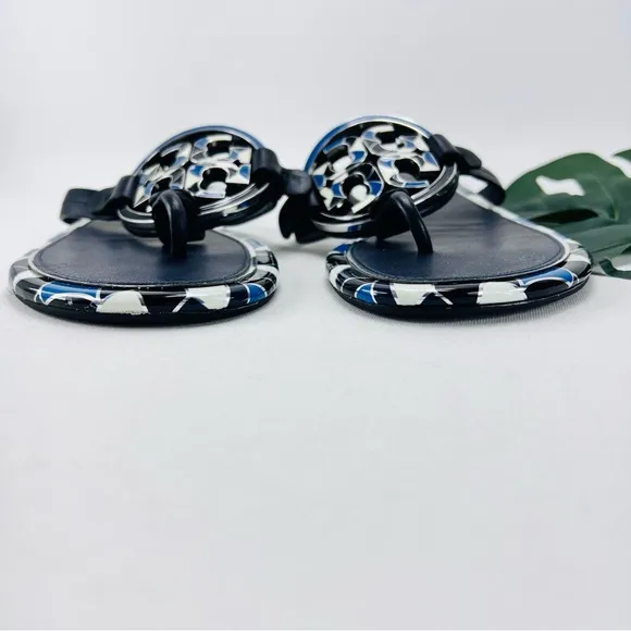 COPY - Miller Flat Gold Metal Logo Croc Emboss Sandals