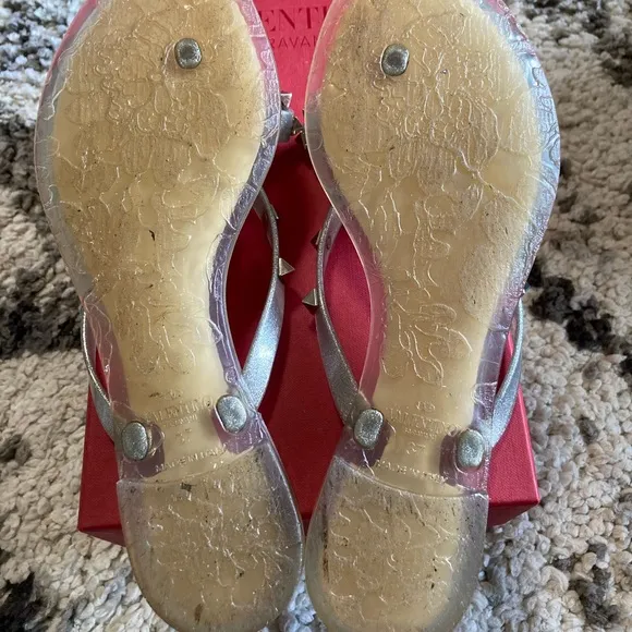 COPY - Valentino rock stud jelly flat sandals in silver