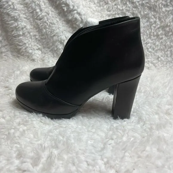 Cordani Black soft leather ankle slip on Boots block heels EUR SZ39.5