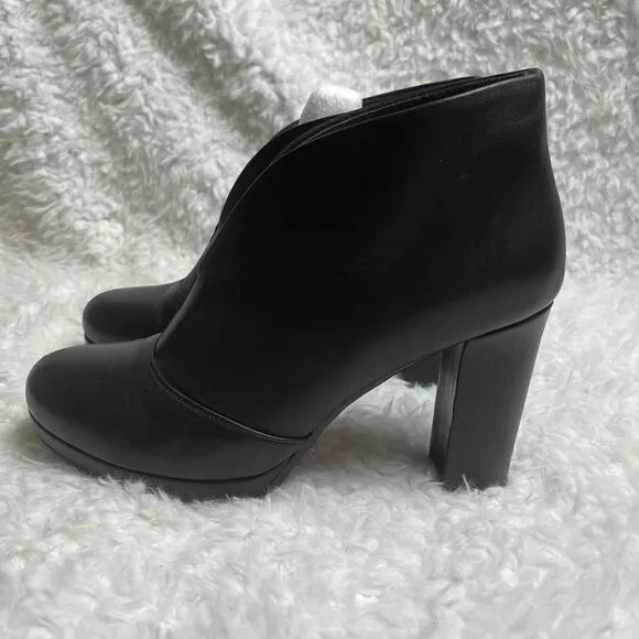 Cordani Black soft leather ankle slip on Boots block heels EUR SZ39.5