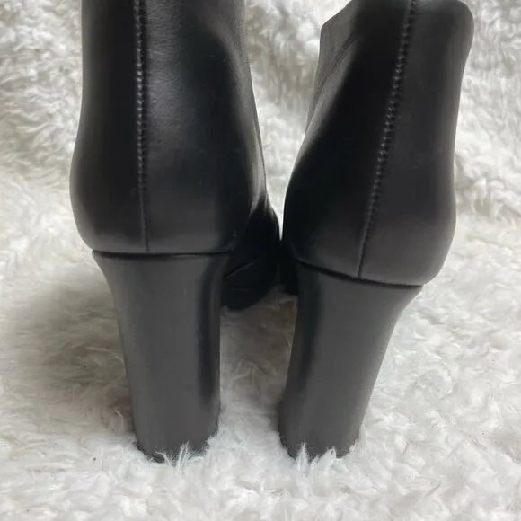 Cordani Black soft leather ankle slip on Boots block heels EUR SZ39.5