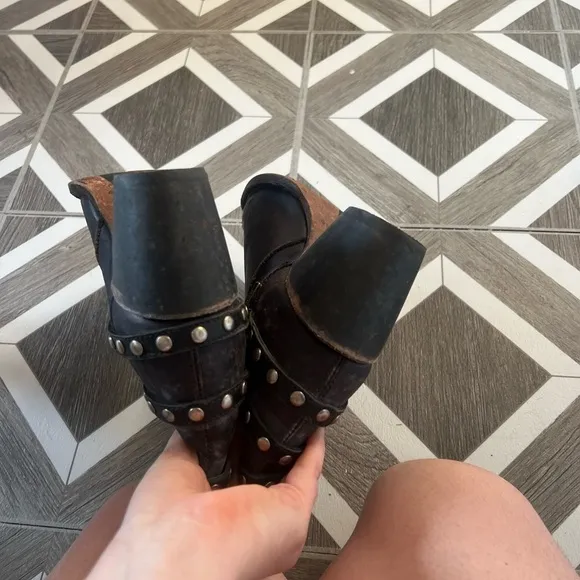 Corral Black Strappy Studded Boots, size 7.5