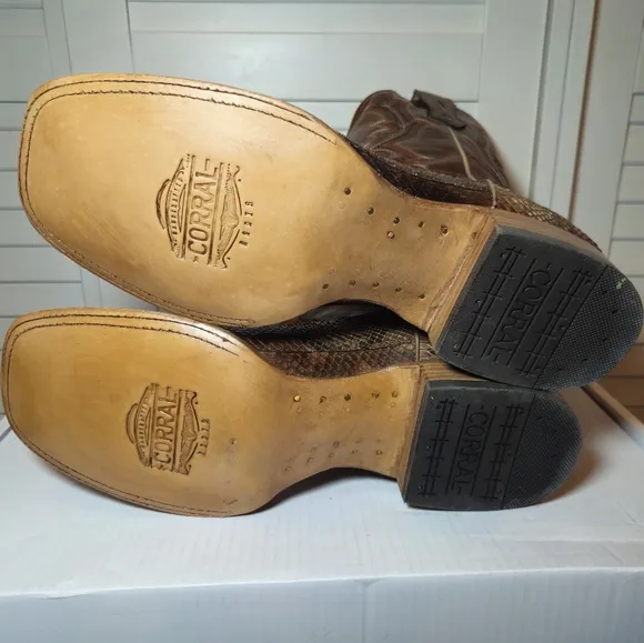 Corral Exotic Python Western Boot Broad Square Toe B5000 Men's Size 12 D