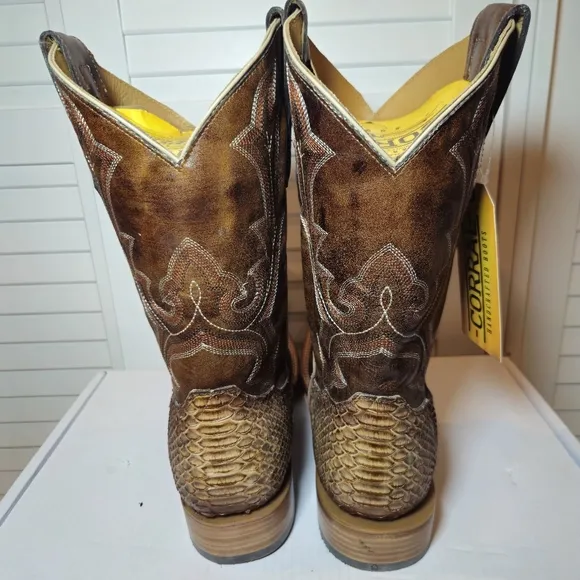 Corral Exotic Python Western Boot Broad Square Toe B5000 Men's Size 12 D